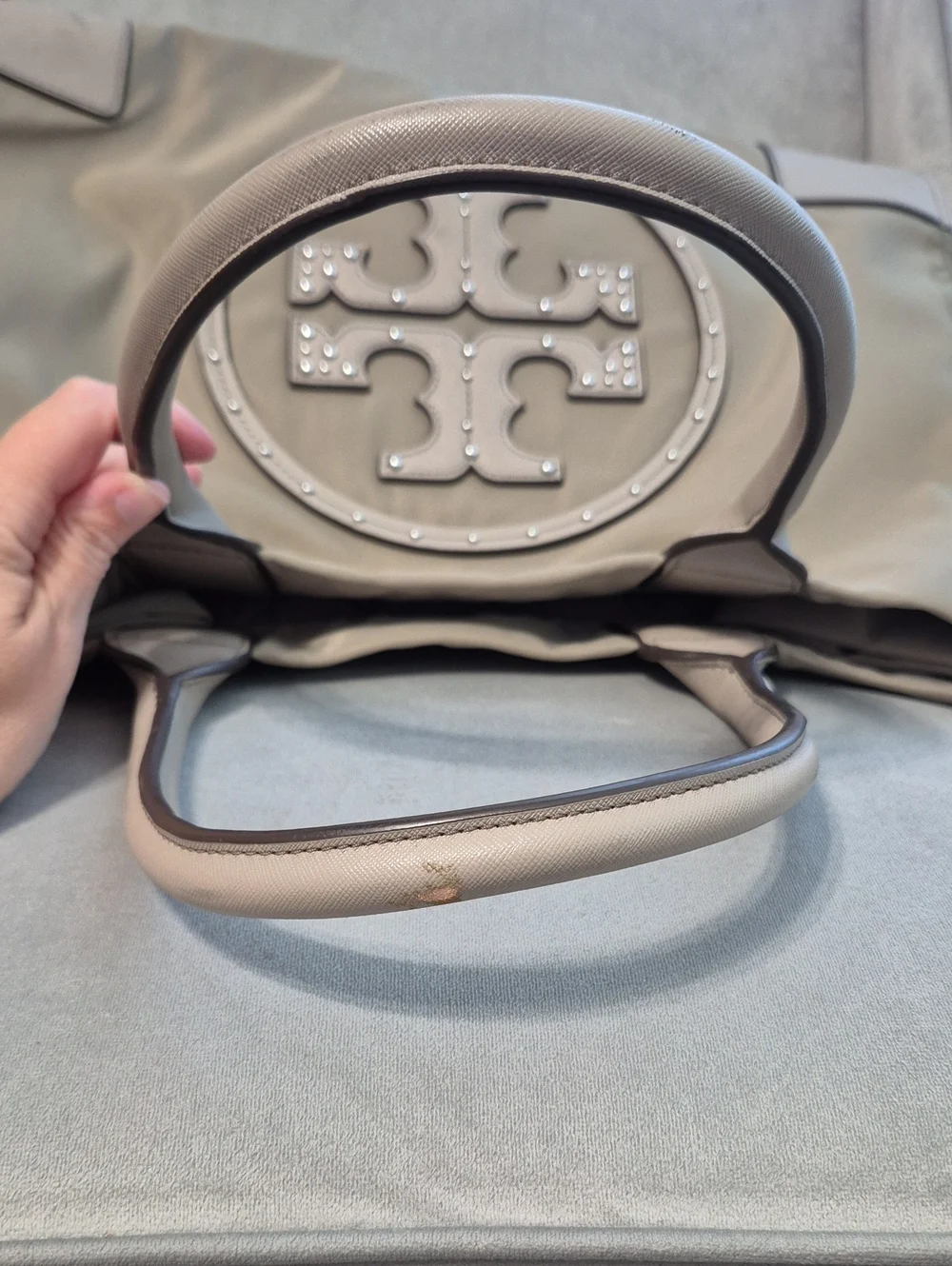 TORY BURCH Beige Taupe Logo Tote AS IS!